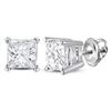 Image 1 : 1 & 1/2 CTW Princess Diamond Solitaire Earrings 14kt White Gold - REF-228W3F