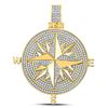 Image 1 : 1/2 CTW Mens Round Diamond Compass Rose Charm Pendant 10kt Yellow Gold - REF-65T9K