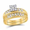 Image 2 : 1/3 CTW His & Hers Round Diamond Solitaire Matching Bridal Wedding Ring 10kt Yellow Gold - REF-33K6R