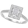 Image 1 : 1/10 CTW Round Diamond Square Yellow-tone Cluster Ring 10kt White Gold - REF-11H9W