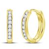 Image 1 : 1/4 CTW Round Diamond Channel Set Hoop Earrings 14kt Yellow Gold - REF-24A3N