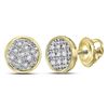 Image 1 : 1/20 CTW Mens Round Diamond Circle Cluster Stud Earrings 10kt Yellow Gold - REF-5K9R