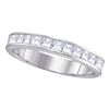 Image 1 : 1 CTW Machine Set Princess Diamond Wedding Channel Ring 14kt White Gold - REF-101N9Y