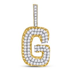 1 & 3/8 CTW Mens Round Diamond "G" Charm Pendant 10kt Yellow Gold - REF-81M3A