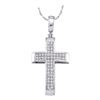 Image 1 : 1/6 CTW Round Diamond Cross Pendant 10kt White Gold - REF-10F8M