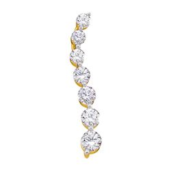 1 CTW Round Pave-set Diamond Journey Graduated Pendant 14kt Yellow Gold - REF-101M9A