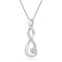 1/6 CTW Round Diamond Infinity Cluster Pendant 10kt White Gold - REF-14R4H