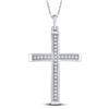 Image 1 : 1/12 CTW Round Diamond Cross Pendant 10kt White Gold - REF-9H6W