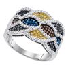 Image 1 : 3/4 CTW Round Multicolor Enhanced Diamond Fashion Ring 10kt White Gold - REF-54K3R