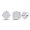 Image 1 : 1 CTW Princess Round Diamond Cluster Earrings 14kt White Gold - REF-83T9K