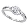 Image 1 : 1/4 CTW Round Diamond Flower Cluster Twist Swirl Ring 10kt White Gold - REF-21H5W