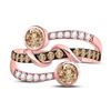 Image 2 : 1 CTW Round Brown Diamond Strand Ring 10kt Rose Gold - REF-83R9H