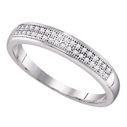 1/10 CTW Round Diamond Pave Ring 10kt White Gold - REF-10T8K