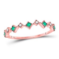 1/5 CTW Round Emerald Diamond Square Stackable Ring 10kt Rose Gold - REF-10W8F