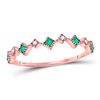 Image 1 : 1/5 CTW Round Emerald Diamond Square Stackable Ring 10kt Rose Gold - REF-10W8F