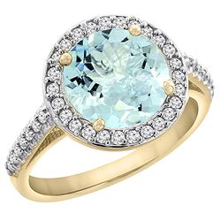 2.44 CTW Aquamarine & Diamond Ring 10K Yellow Gold - REF-57N8Y