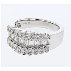 0.91 CTW Diamond Ring 18K White Gold - REF-137X4R