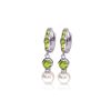 Image 1 : Genuine 4.3 ctw Peridot & Pearl Earrings 14KT White Gold - REF-48X3M