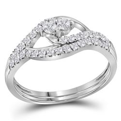 1/2 CTW Round Diamond 2-Stone Bridal Wedding Engagement Ring 10kt White Gold - REF-33A3N