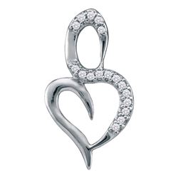 1/20 CTW Round Diamond Small Heart Pendant 10kt White Gold - REF-4R8H