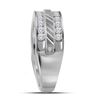 Image 2 : 1 CTW Mens Round Channel-set Diamond Double Row Grecco Wedding Ring 14kt White Gold - REF-99A3N