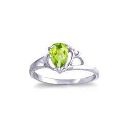 Genuine 0.66 ctw Peridot & Diamond Ring 14KT White Gold - REF-31P4H