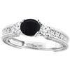 Image 1 : 1.19 CTW Onyx & Diamond Ring 14K White Gold - REF-84W7F