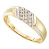 Image 1 : 1/8 CTW Mens Round Channel-set Diamond Diagonal Triple Row Wedding Ring 10kt Yellow Gold - REF-9W6F