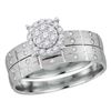 Image 2 : 1/3 CTW His & Hers Round Diamond Cluster Matching Bridal Wedding Ring 14kt White Gold - REF-60M3A