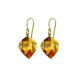 Genuine 23.5 ctw Citrine Earrings 14KT Yellow Gold - REF-39A3K