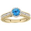 Image 1 : 1.24 CTW Swiss Blue Topaz & Diamond Ring 14K Yellow Gold - REF-57M4K