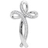 Image 1 : 1/10 CTW Round Diamond Rounded Cross Pendant 10kt White Gold - REF-11T9K