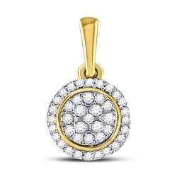 1/4 CTW Round Diamond Circle Cluster Pendant 10kt Yellow Gold - REF-18Y3X