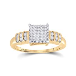 1/3 CTW Princess Diamond Square Cluster Ring 14kt Yellow Gold - REF-41K9R