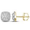 Image 1 : 3/8 CTW Round Diamond Cushion Cluster Earrings 14kt Yellow Gold - REF-32H9W