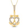 Image 1 : 1/10 CTW Round Diamond Heart Cross Anchor Pendant 10kt Yellow Gold - REF-15X5T