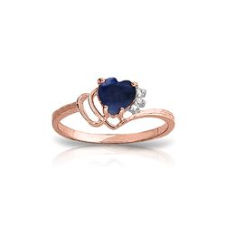 Genuine 1.02 ctw Sapphire & Diamond Ring 14KT Rose Gold - REF-35Y5F