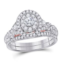 1 CTW Round Diamond Bridal Wedding Engagement Ring 14kt Two-tone Gold - REF-107R9H