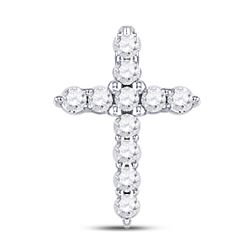 1/10 CTW Round Diamond Cross Pendant 10kt White Gold - REF-5R9H