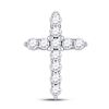 Image 1 : 1/10 CTW Round Diamond Cross Pendant 10kt White Gold - REF-5R9H