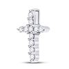 Image 2 : 1/10 CTW Round Diamond Cross Pendant 10kt White Gold - REF-5R9H