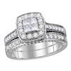 1 CTW Princess Diamond Bridal Wedding Engagement Ring 14kt White Gold - REF-90F3M