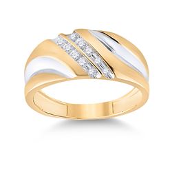 1/8 CTW Mens Round Diamond Wedding Ring 14kt Yellow Gold - REF-24T3K