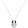 Image 1 : 3/8 CTW Round Black Color Enhanced Diamond Owl Animal Necklace 10kt White Gold - REF-26T3K
