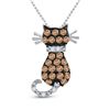 Image 1 : 1/3 CTW Round Brown Diamond Kitty Cat Animal Pendant 10kt White Gold - REF-11T9K