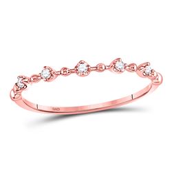 1/20 CTW Round Diamond Bead Dot Stackable Ring 10kt Rose Gold - REF-6M5A