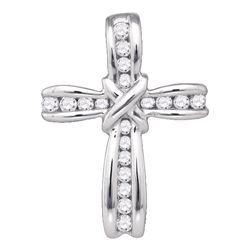 1/5 CTW Round Diamond Bound Cross Pendant 10kt White Gold - REF-19X2T