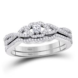 1/3 CTW Princess Diamond Bridal Wedding Engagement Ring 10kt White Gold - REF-33R6H