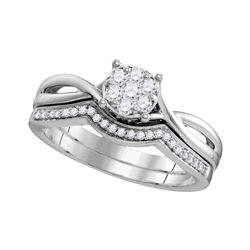1/3 CTW Round Diamond Twist Bridal Wedding Engagement Ring 10kt White Gold - REF-30A3N