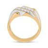 Image 3 : 1/2 CTW Mens Round Diamond Double Row Ring 10kt Yellow Gold - REF-35A9N